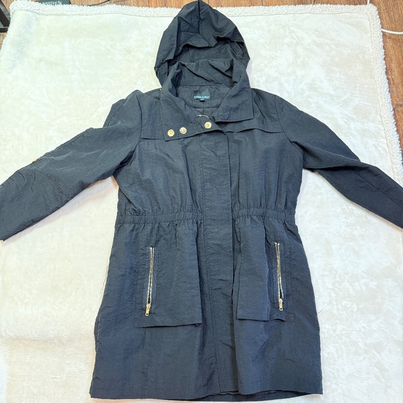 Cynthia Rowley Black Taffeta Hooded Anorak in Black with Gold Hardware - 1x - Picture 2 of 9